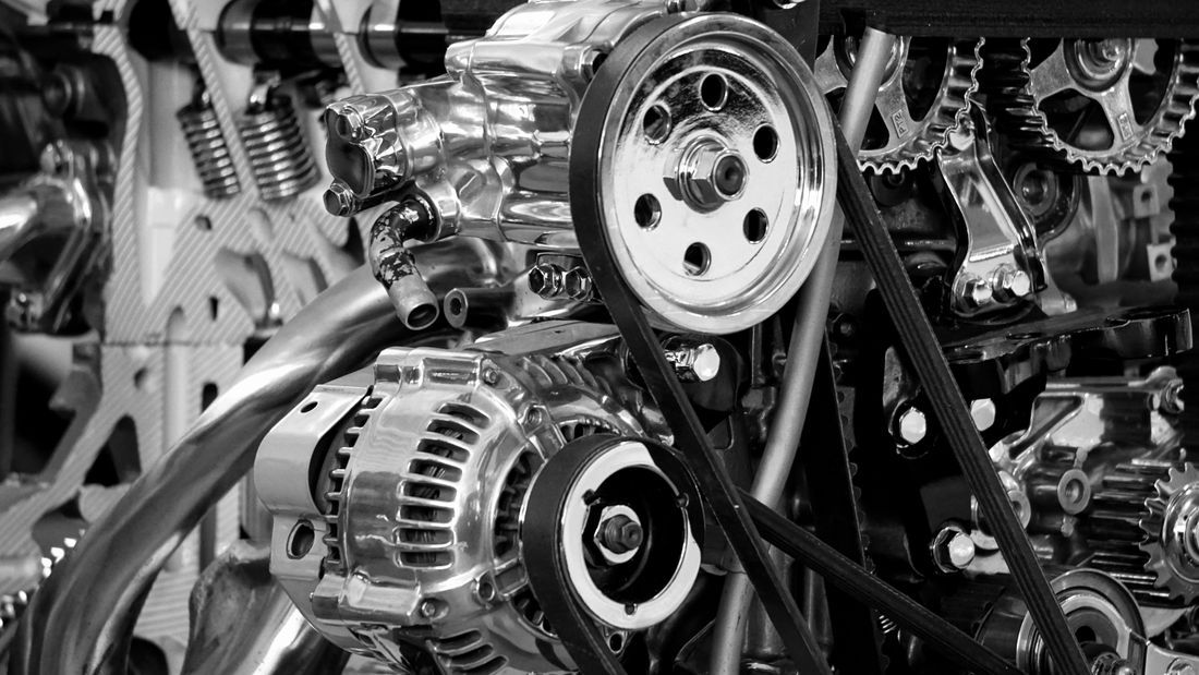 Close-up of an engine bay
